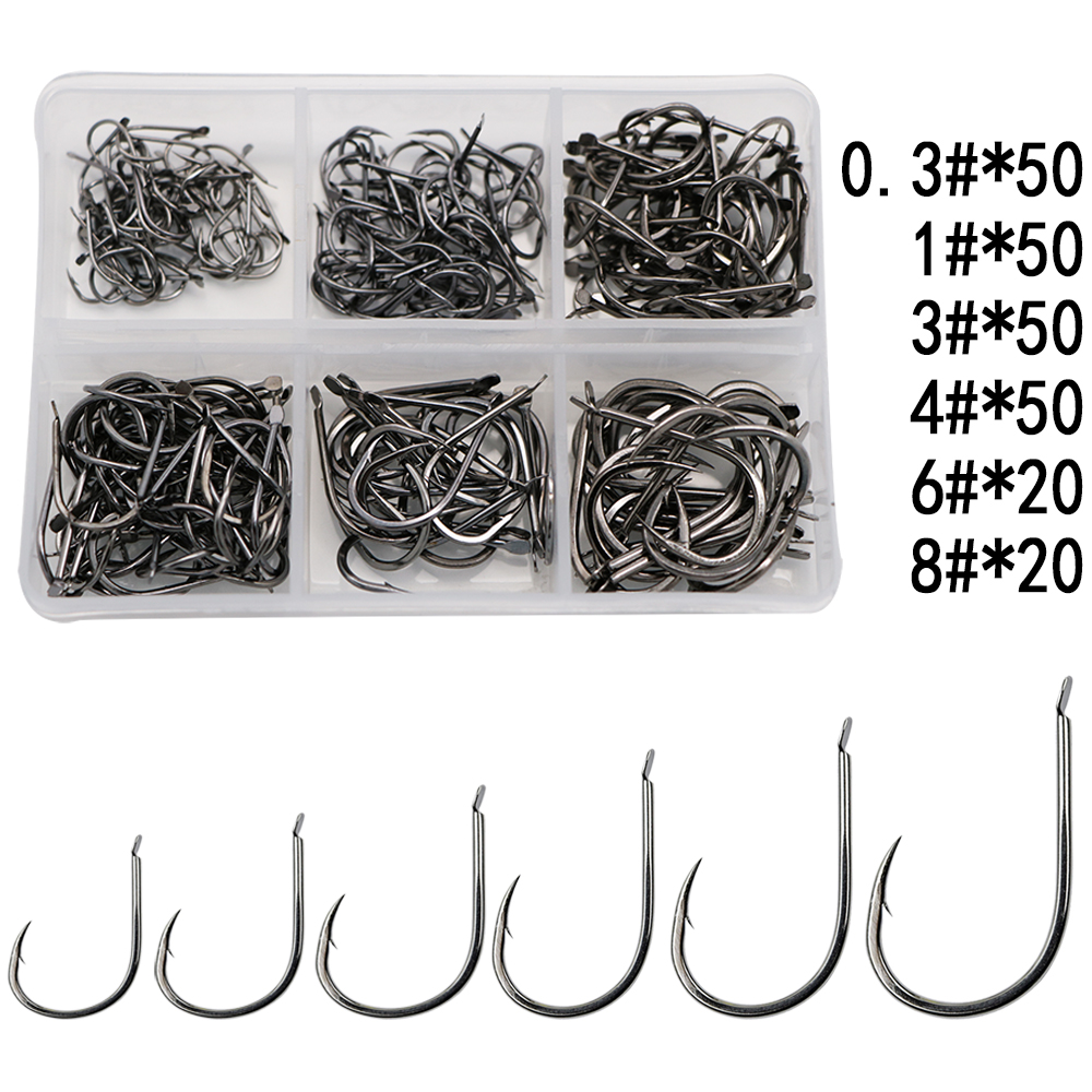 Fishing Hook Offset - 240 Cái/hộp Thép Gai Móc Câu